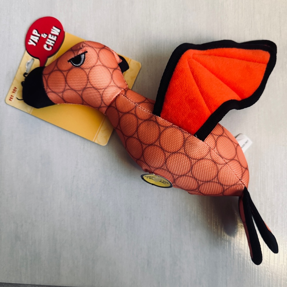 VIP & CHEW Orange Dragon Plush Dog Toy. NWT